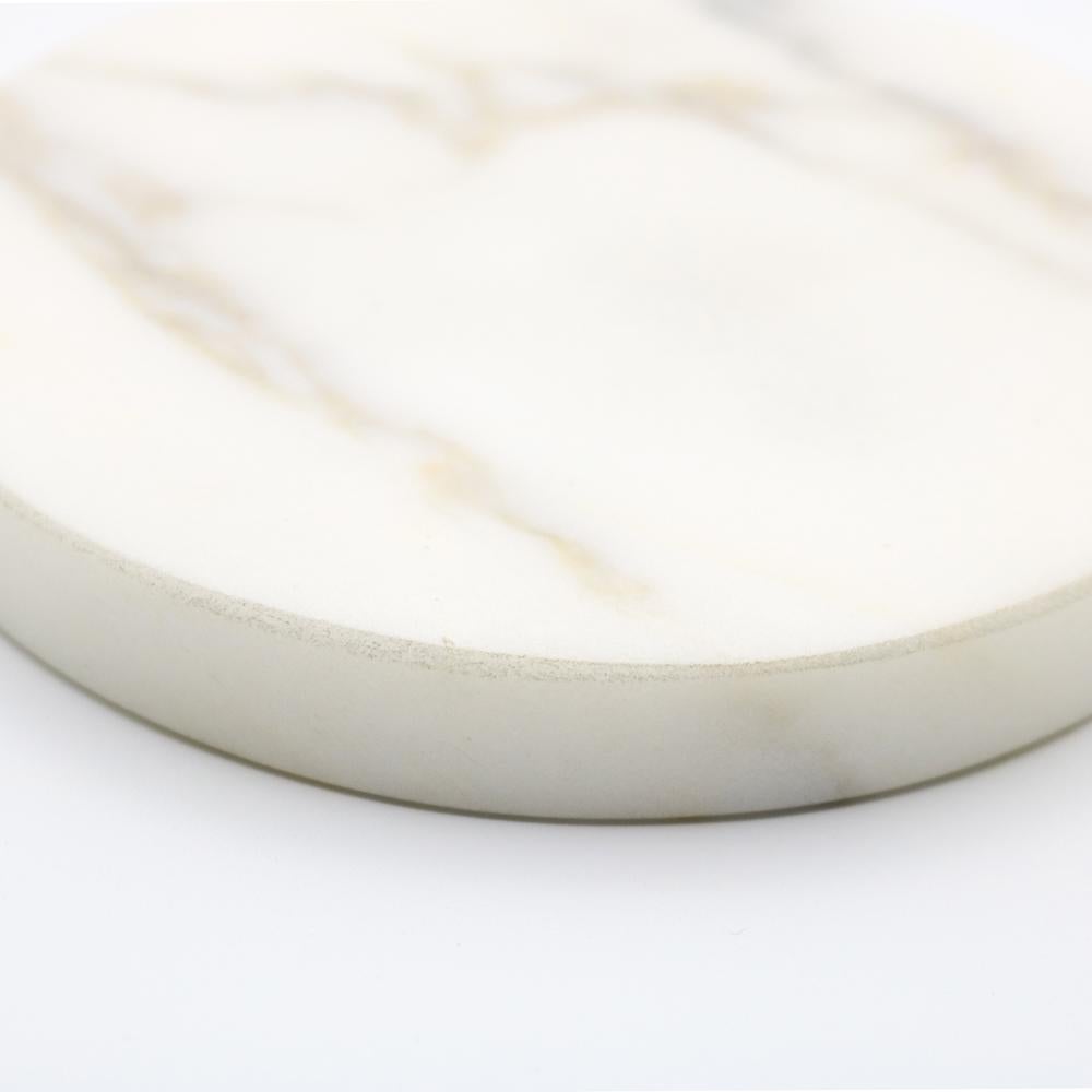 - Base en marbre blanc Calacatta, petite, chargeur sans fil 15W en vente 3