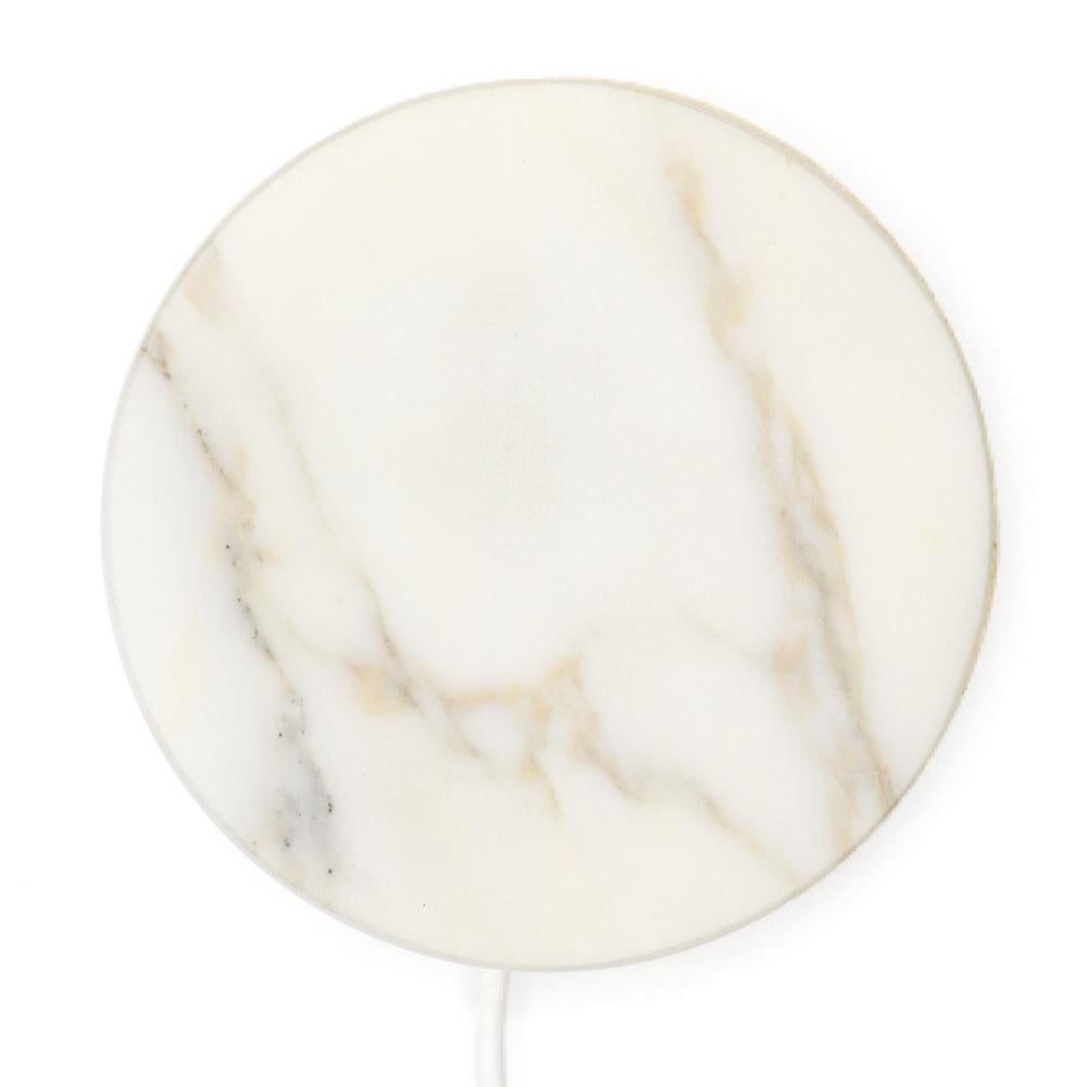 - Base en marbre blanc Calacatta, petite, chargeur sans fil 15W en vente 6