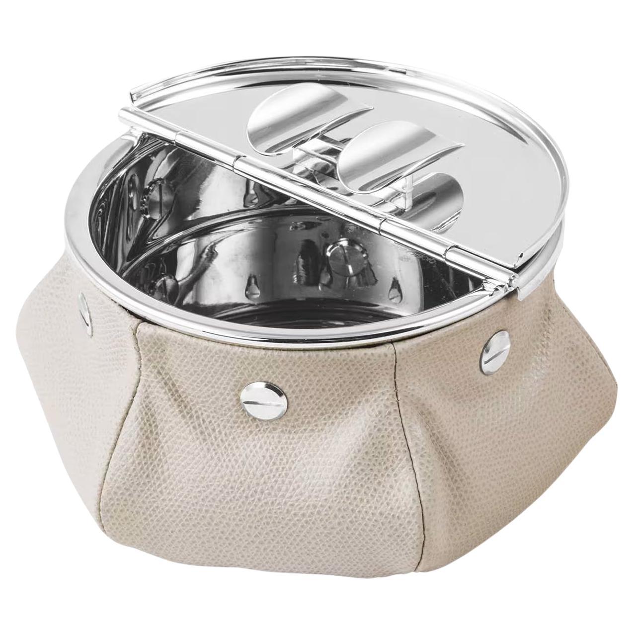 White Calfskin 2 Cigars Yachting Ashtray For Sale