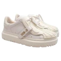 White calfskin leather ID trainers
