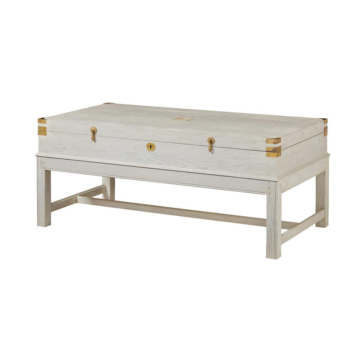 White Campaign Coffee Table In New Condition For Sale In Westwood, NJ