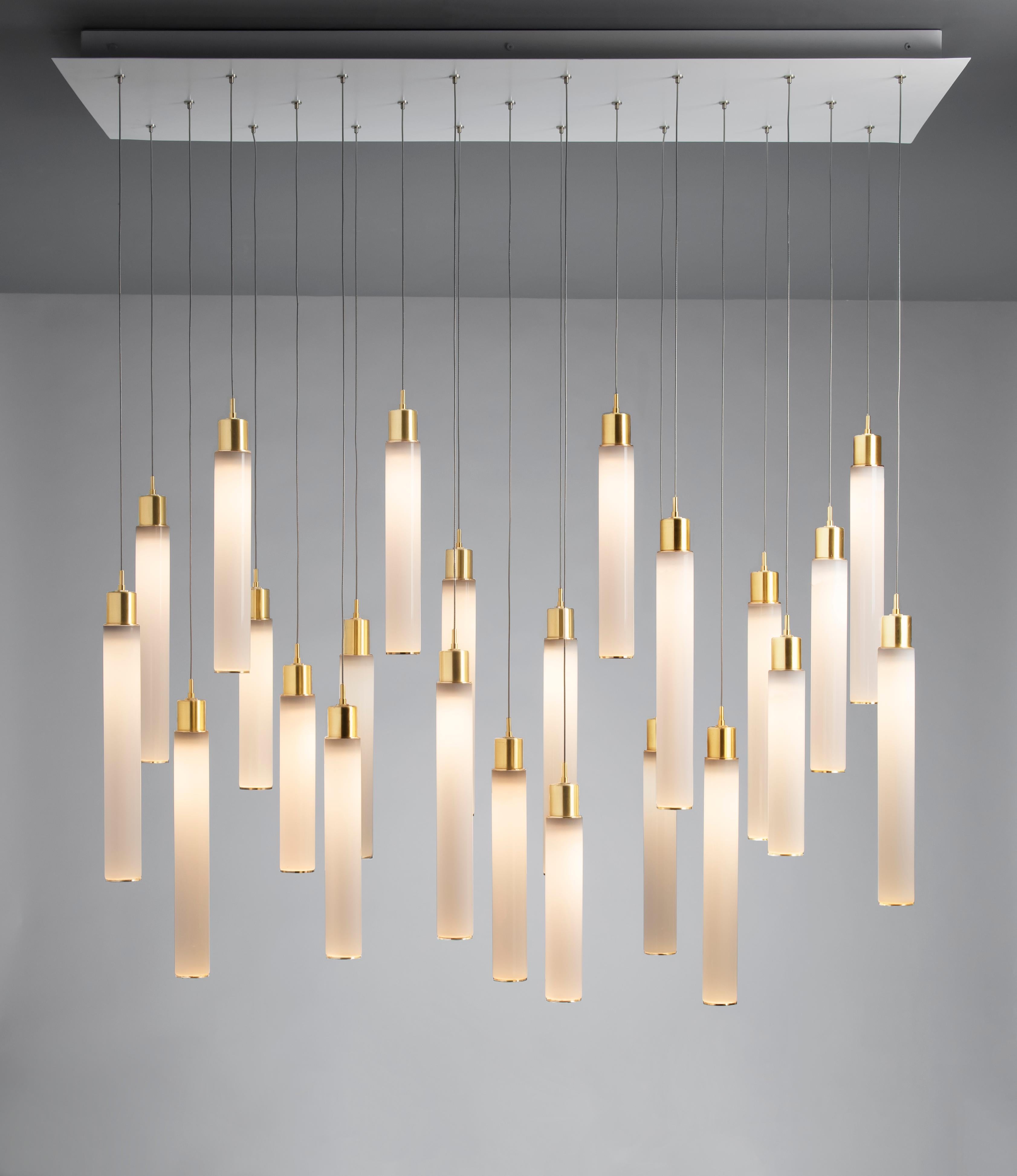 Other White Candle 22, Blown Glass Pendant Dining Room Chandelier by Shakuff For Sale