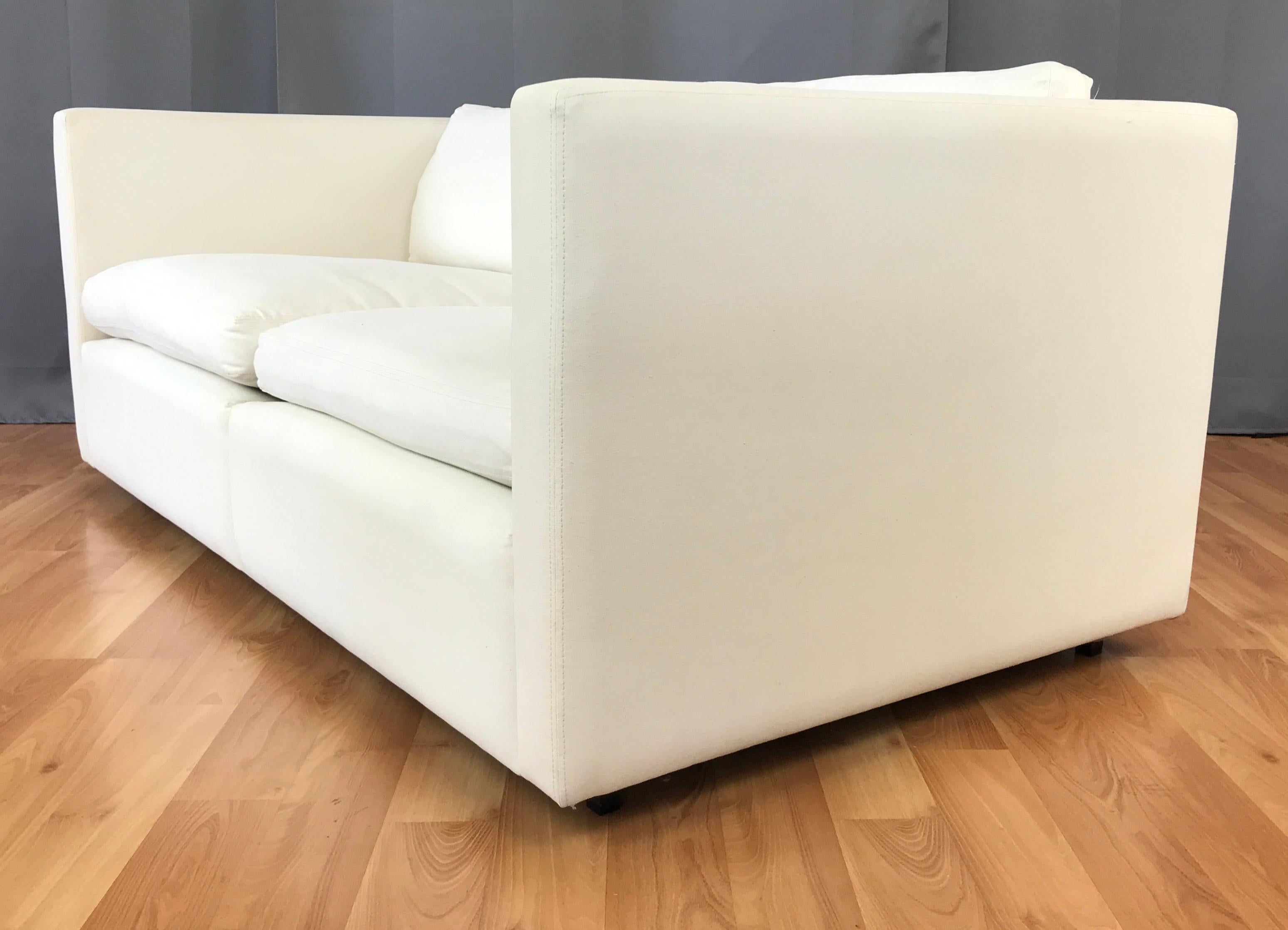 Modern Charles Pfister for Knoll Settee in Off-White Canvas