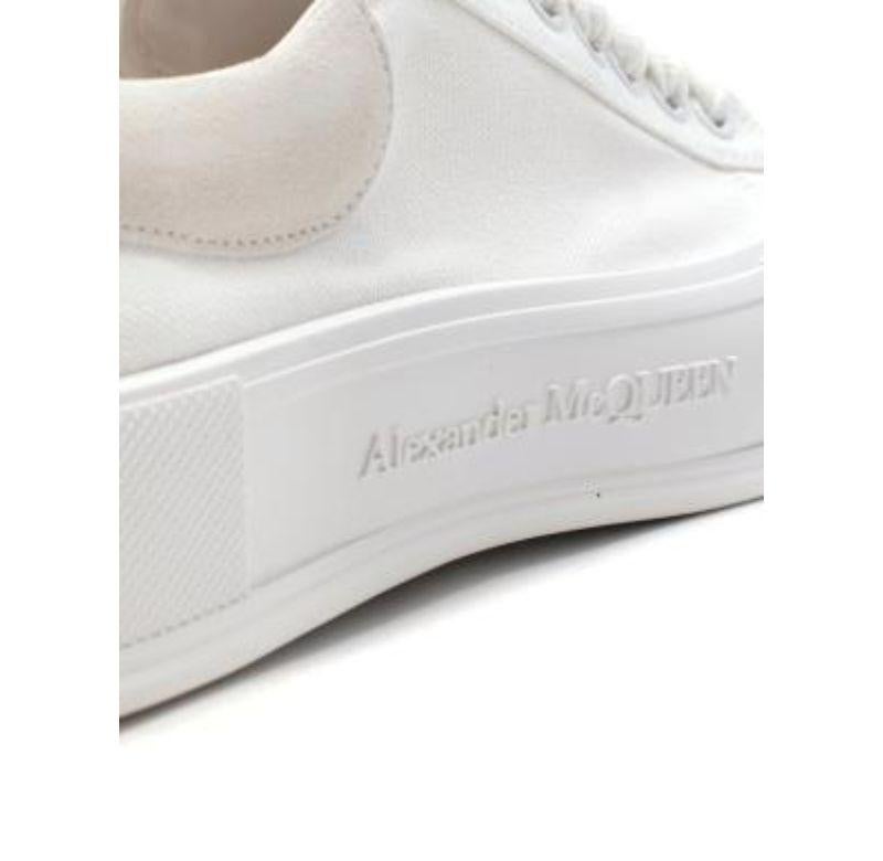 White Canvas Deck Sneakers For Sale 5