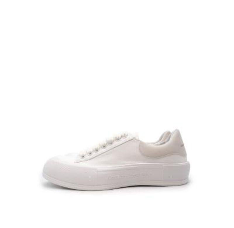 Women's or Men's White Canvas Deck Sneakers For Sale
