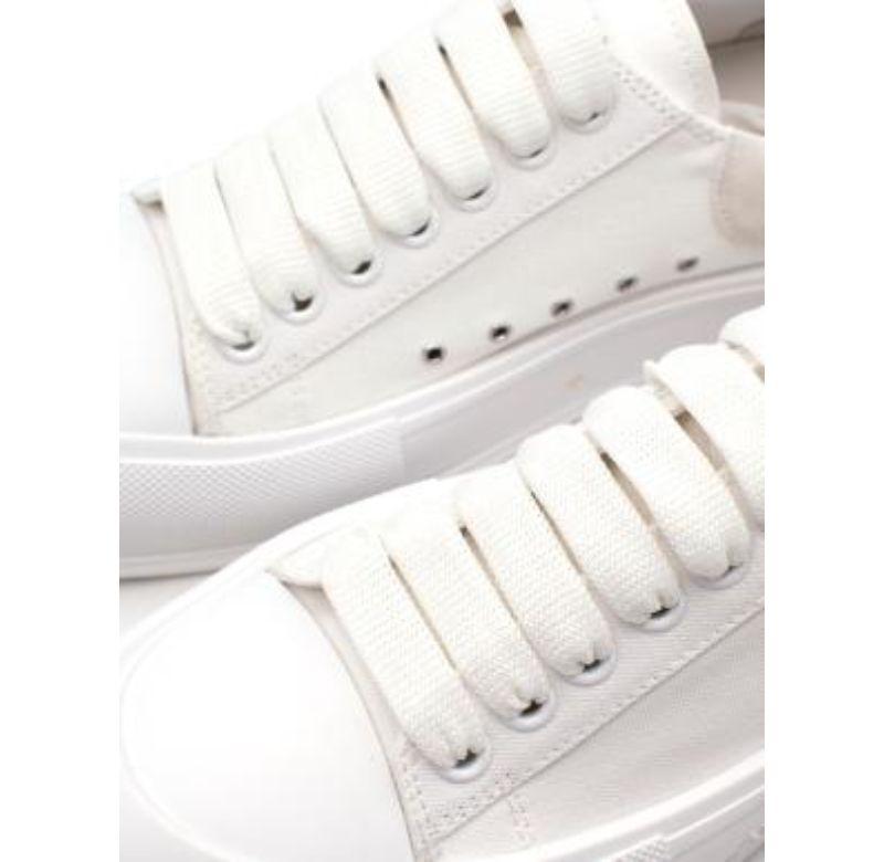 White Canvas Deck Sneakers For Sale 1
