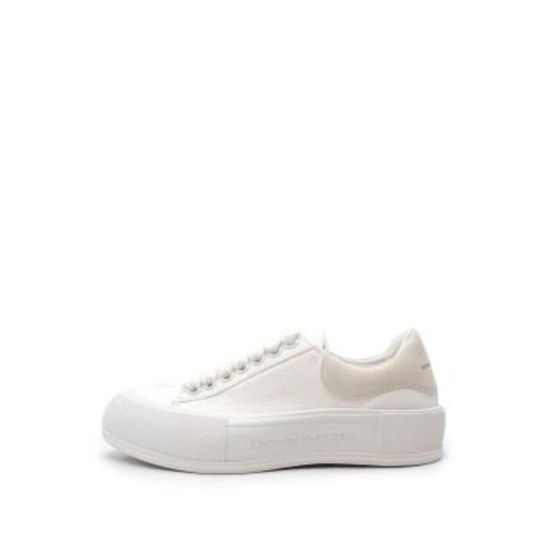 White Canvas Deck Sneakers For Sale 1