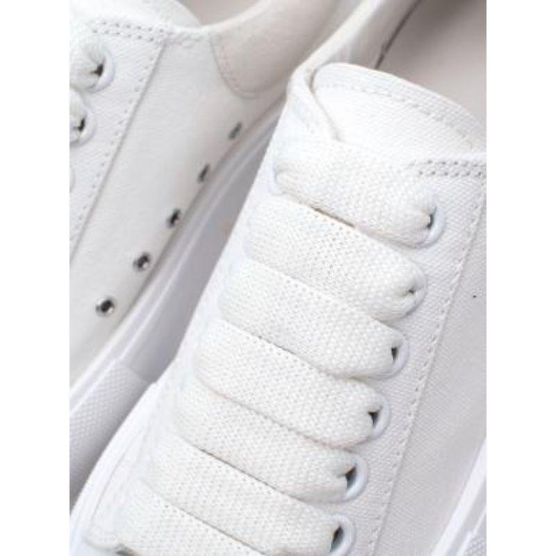 White canvas Deck sneakers For Sale 4