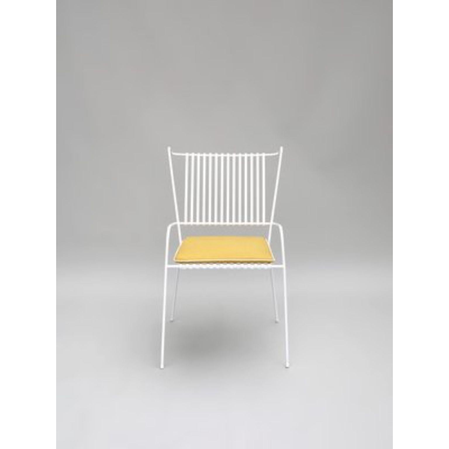 White Capri chair with seat cushion by Cools Collection
Materials: Powder coated stainless steel, fabric suitable for outdoor use.
Dimensions: Chair: W 53 x D 60 x H 86 cm (seat height 45 cm).
Cushion: W 42 x D 42 x H 2cm.
Available in white or
