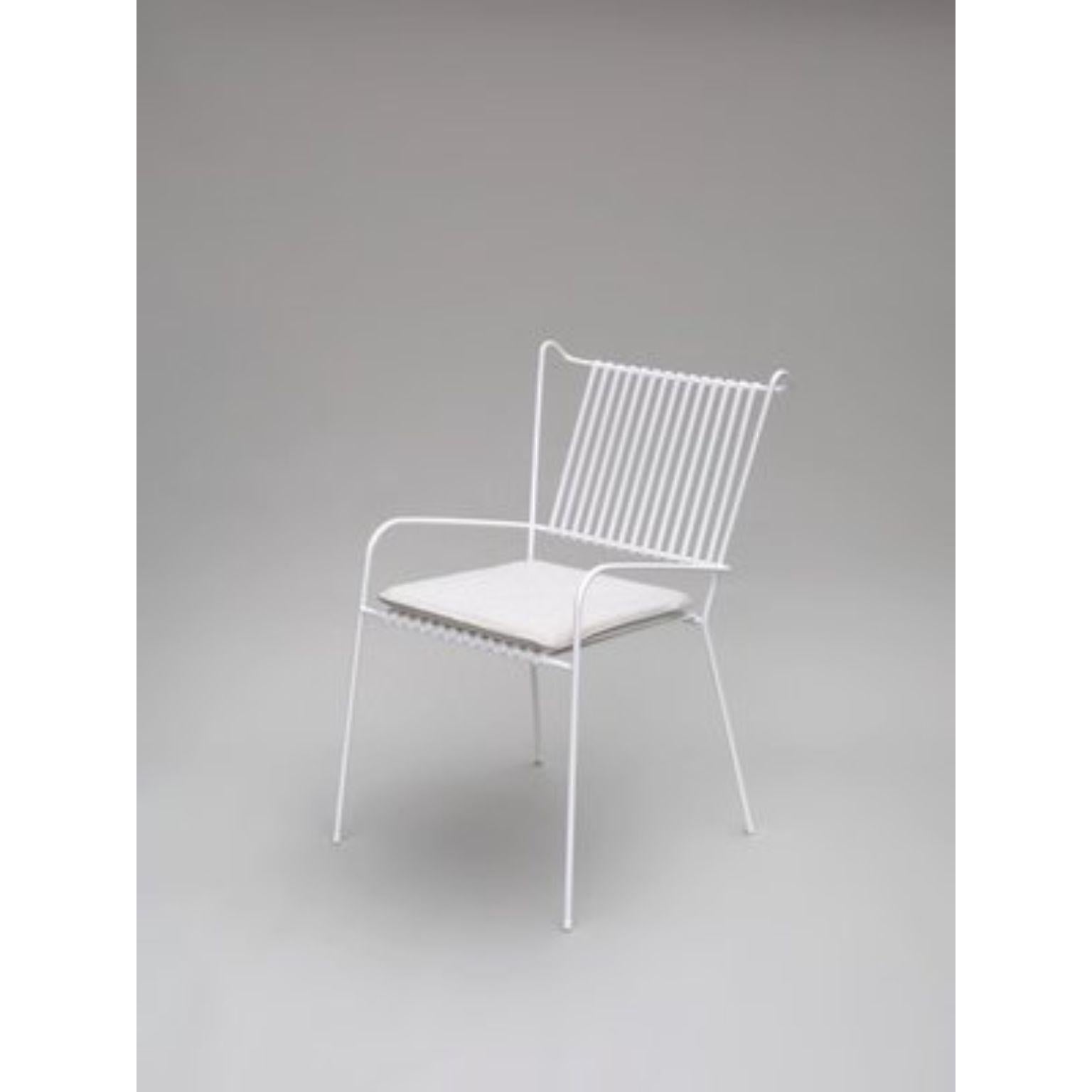 German White Capri Chair with Seat Cushion by Cools Collection For Sale