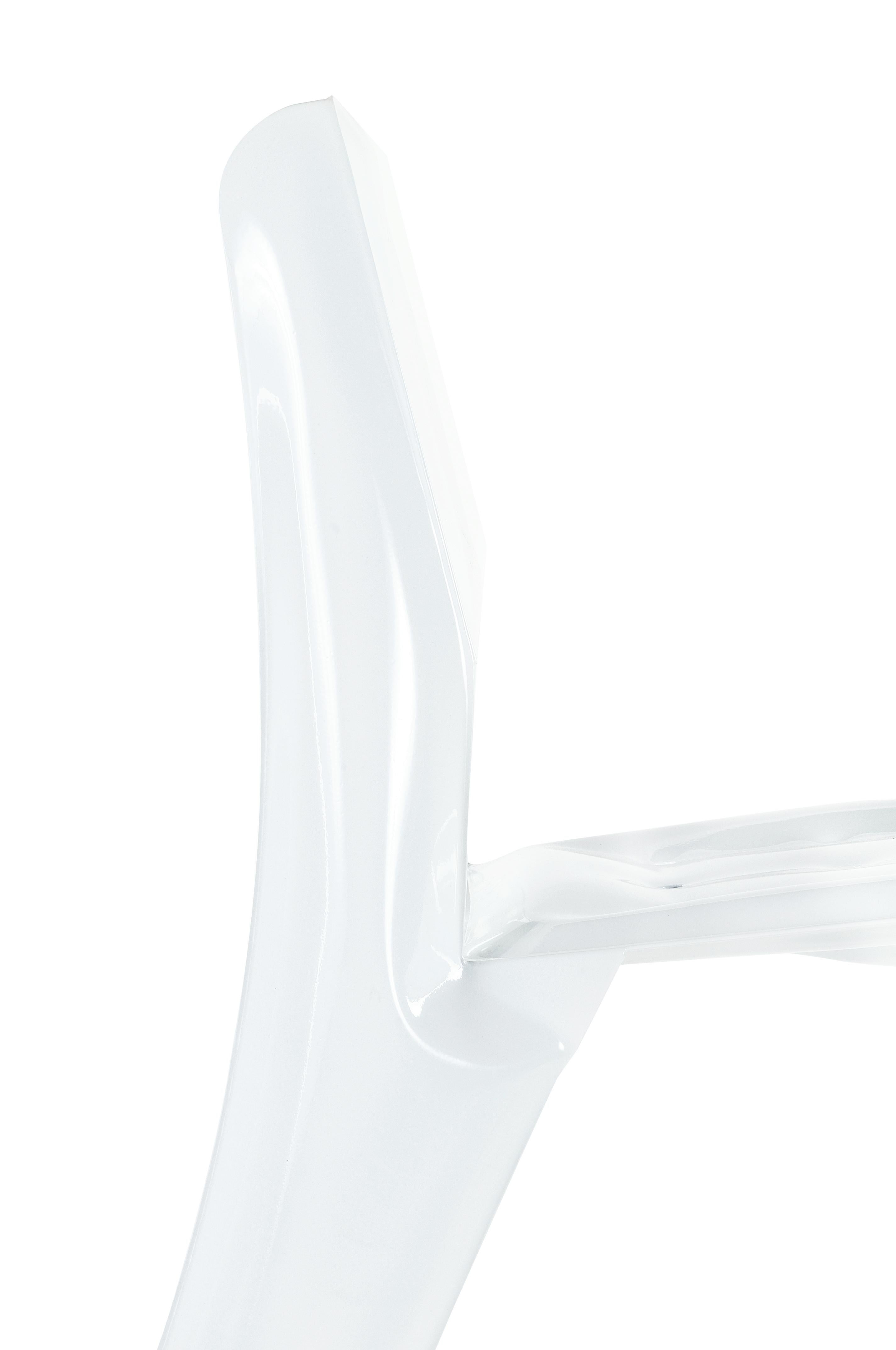 Organic Modern White Carbon Steel Chippensteel 0.5 Sculptural Chair by Zieta For Sale