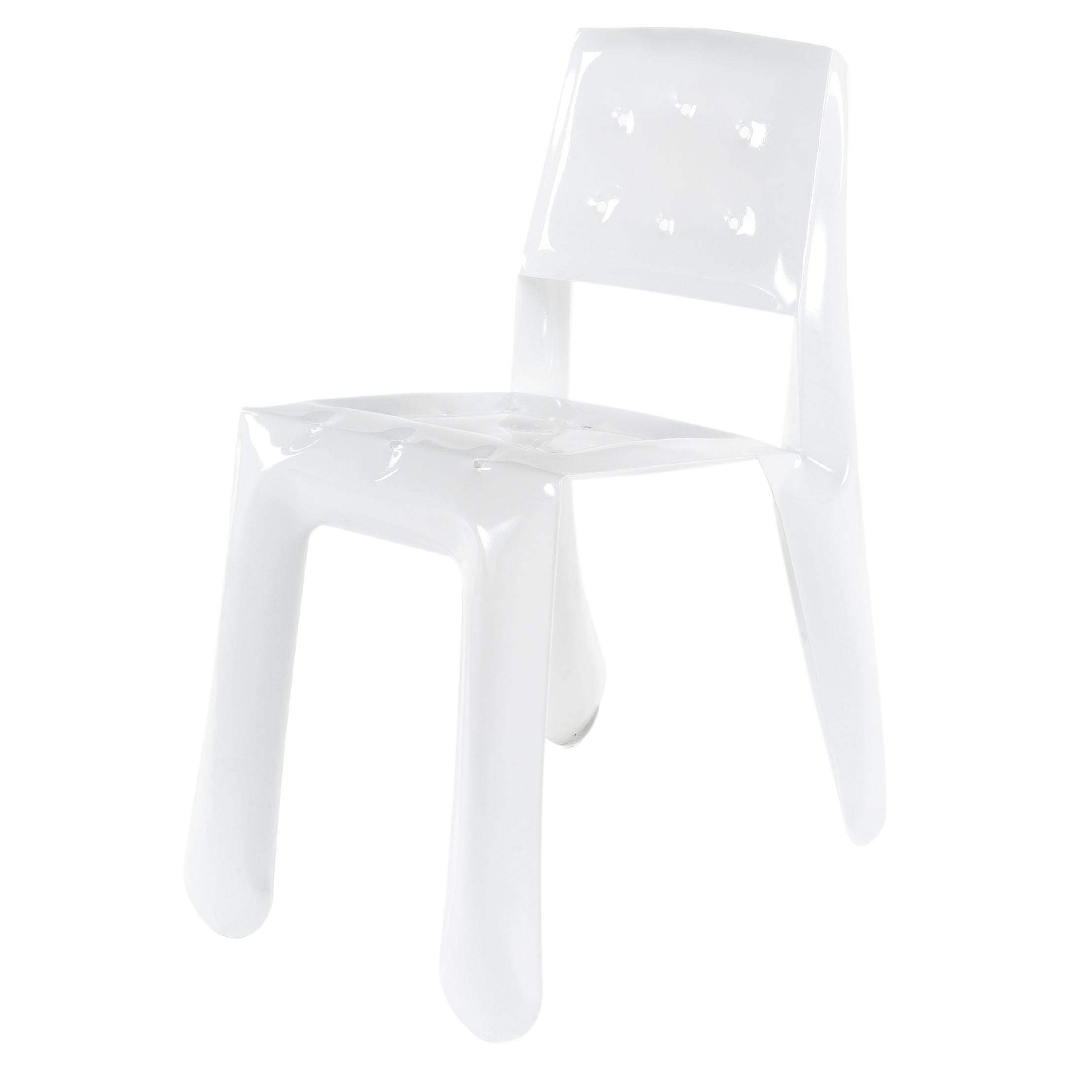 Chaise sculpturale 0,5 en acier au carbone blanc Chippensteel de Zieta