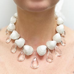 White Caribbean Shells with White Topaz Paradizia Necklace