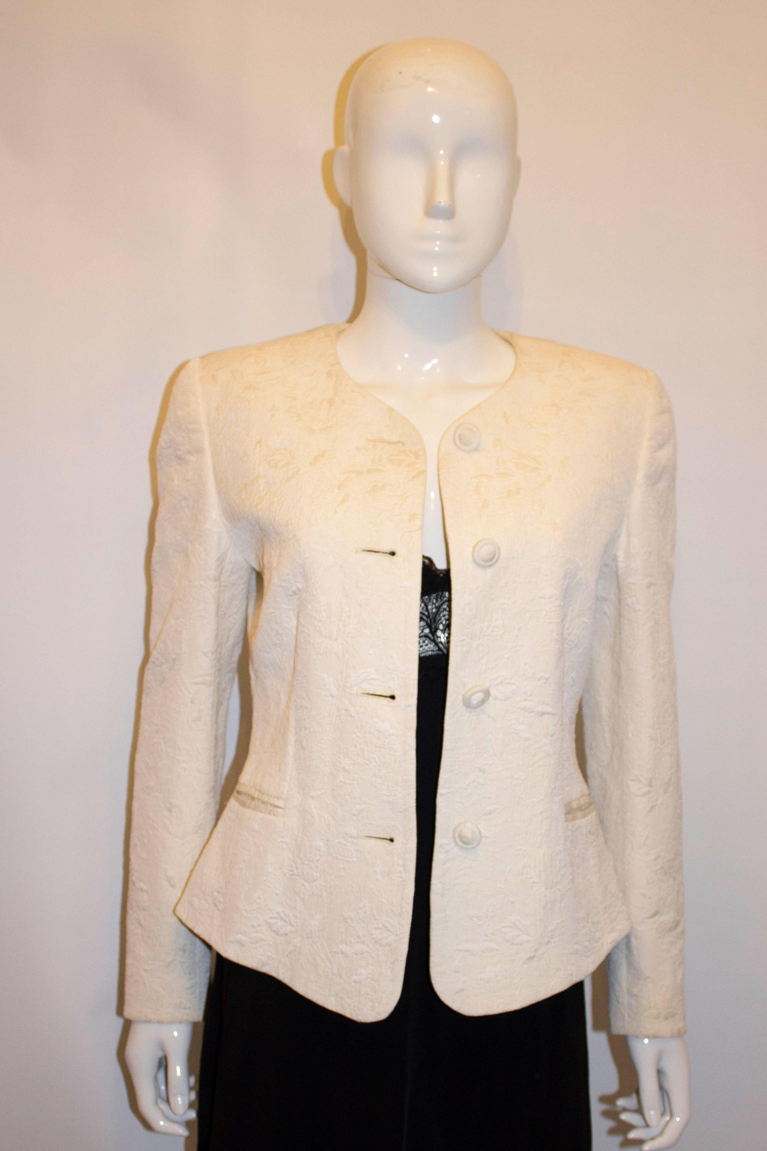 White Caroline Charles Jacket in a Textured Fabric In Good Condition For Sale In London, GB