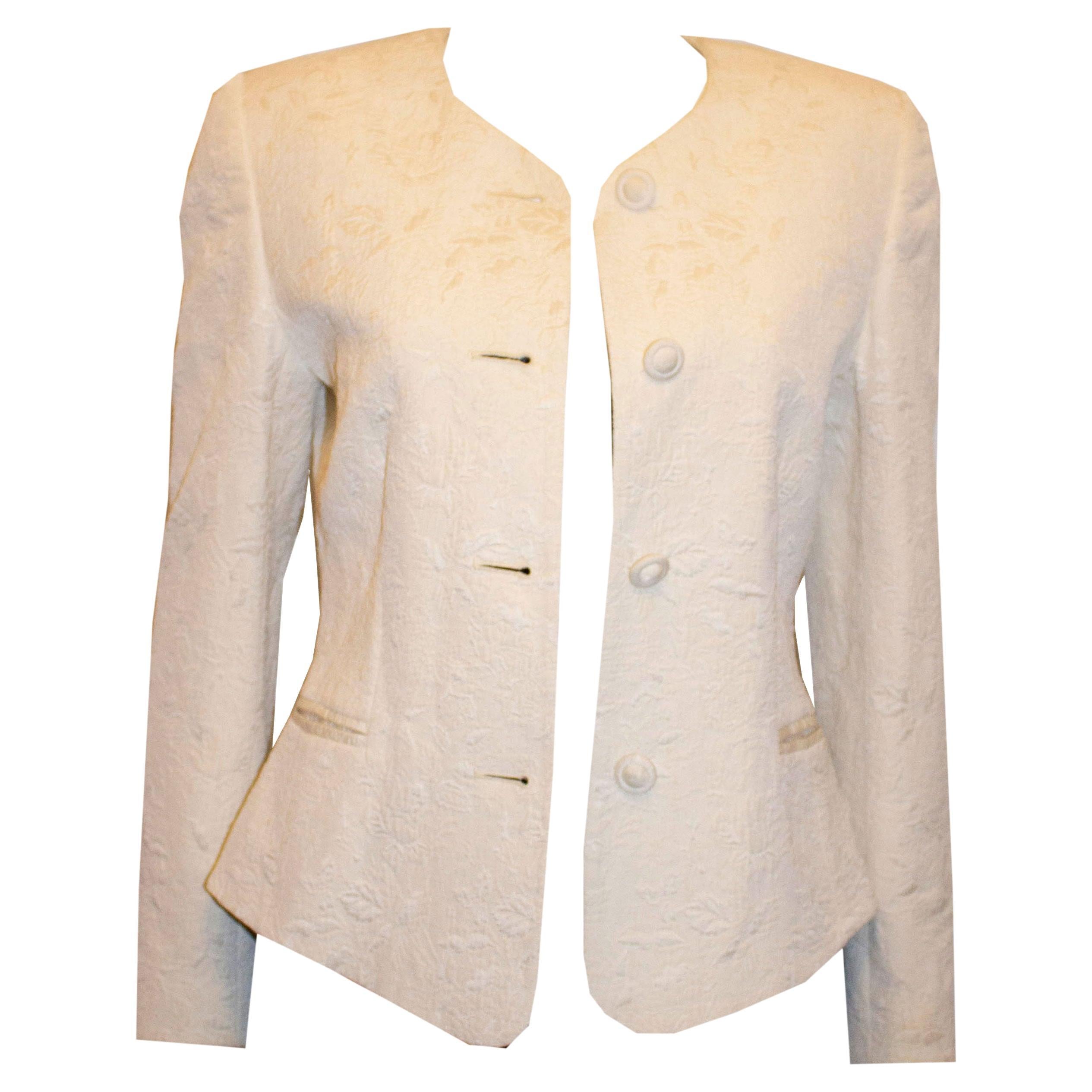 White Caroline Charles Jacket in a Textured Fabric For Sale