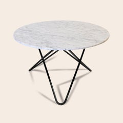 White Carrara Marble and Black Steel Big O Table by OxDenmarq
