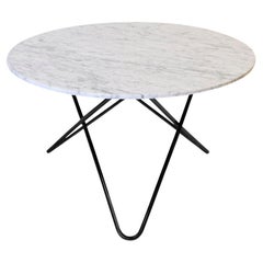 White Carrara Marble and Black Steel Big O Table by OxDenmarq