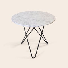 White Carrara Marble and Black Steel Large Dining O Table by OxDenmarq