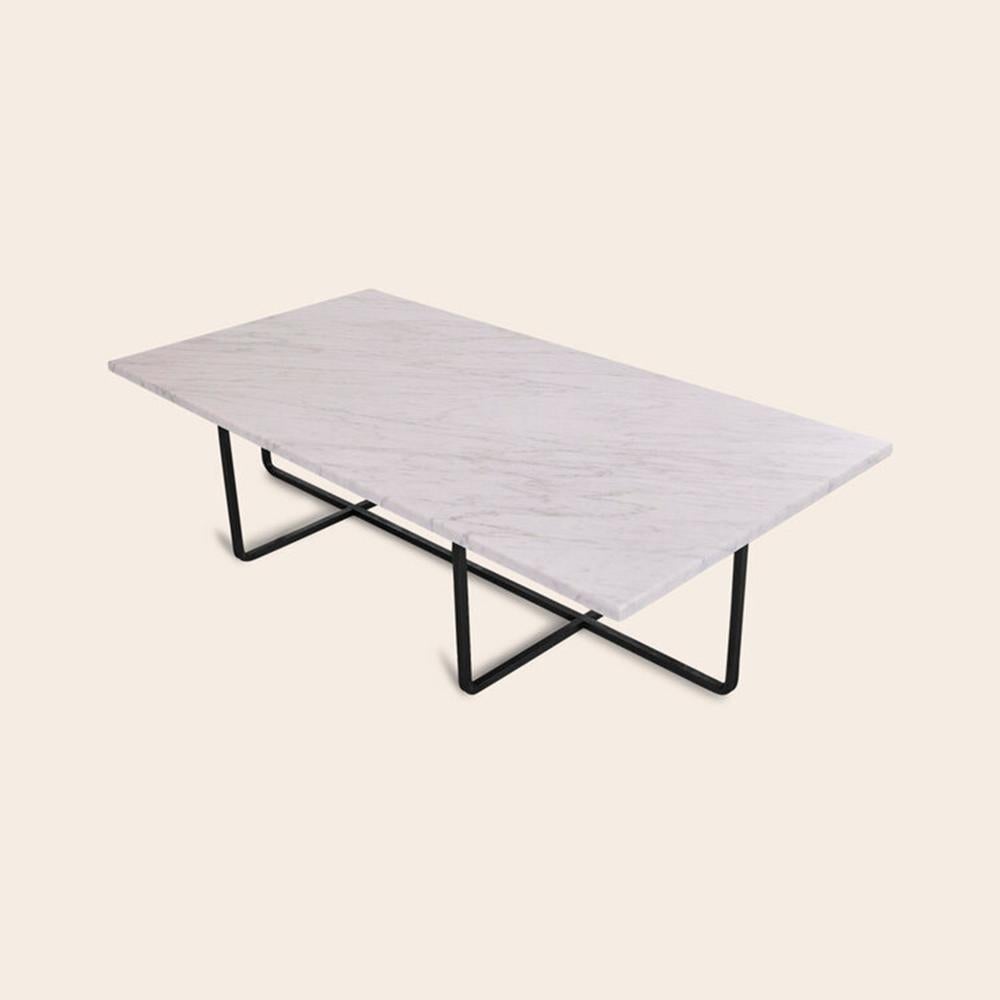 White carrara marble and black steel large ninety table by Ox Denmarq
Dimensions: D 120 x W 60 x H 40 cm
Materials: steel, white carrara marble
Also available: different size, top and frame options available.

Ox Denmarq is a Danish design