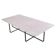 White Carrara Marble and Black Steel Large Ninety Table by Ox Denmarq