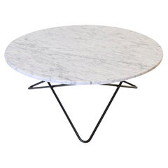 White Carrara Marble and Black Steel Large O Table by Ox Denmarq