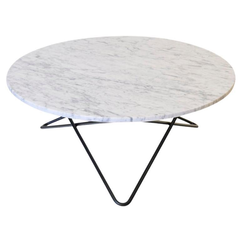White Carrara Marble and Black Steel Large O Table by OxDenmarq