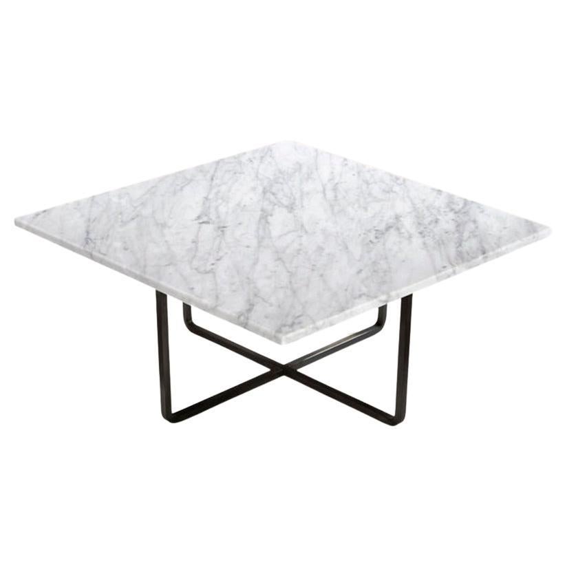 White Carrara Marble and Black Steel Medium Ninety Table by Ox Denmarq For Sale