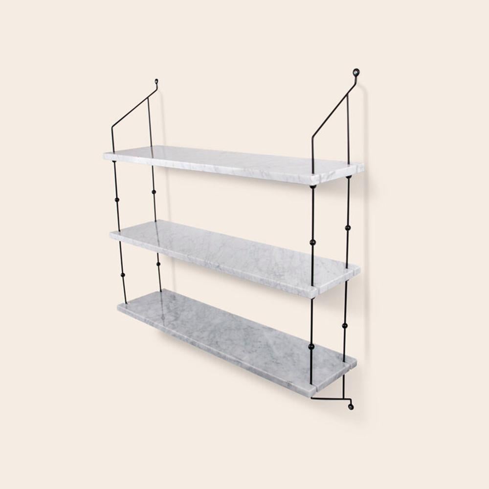 White carrara marble and black steel morse shelf by Ox Denmarq
Dimensions: D 21 x W 80 x H 87 cm
Materials: steel, white carrara marble
Also available: different marble and frame options available.

Ox Denmarq is a Danish design brand aspiring