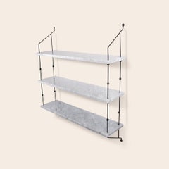 White Carrara Marble and Black Steel Morse Shelf by Ox Denmarq