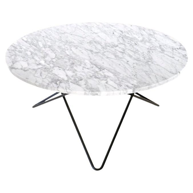 White Carrara Marble and Black Steel "O" Table by OxDenmarq