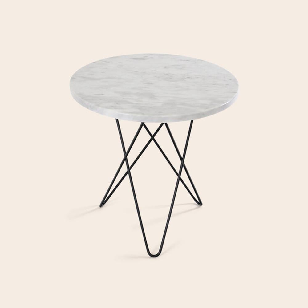 White Carrara Marble and Black Steel Tall Mini O Table by OxDenmarq
Dimensions: D 50 x H 50 cm
Materials: Steel, White Carrara Marble
Also Available: Different top and frame options available,

OX DENMARQ is a Danish design brand aspiring to