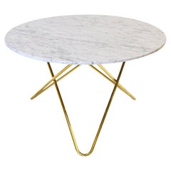 White Carrara Marble and Brass Big O Table by OxDenmarq