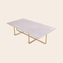 White Carrara Marble and Brass Large Ninety Table by OxDenmarq