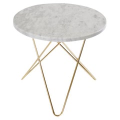 White Carrara Marble and Brass Mini O Table by Ox Denmarq