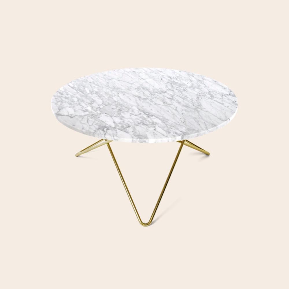 White Carrara marble and brass 