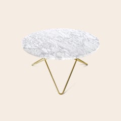 White Carrara Marble and Brass "O" Table by Ox Denmarq