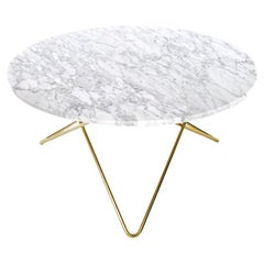 White Carrara Marble and Brass "O" Table by OxDenmarq