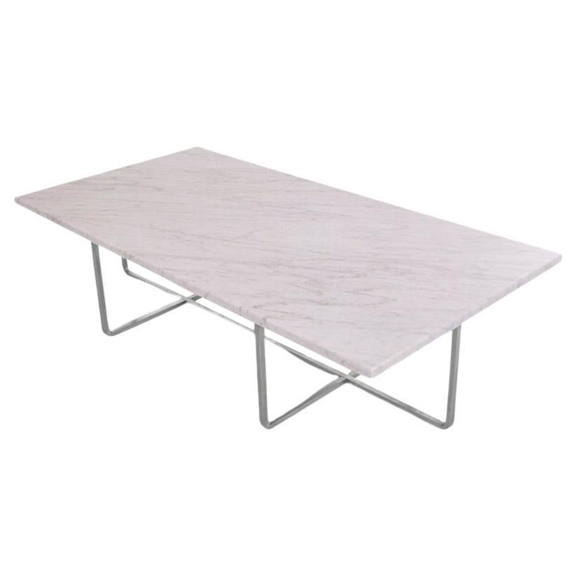 White Carrara Marble and Steel Large Ninety Table by OxDenmarq