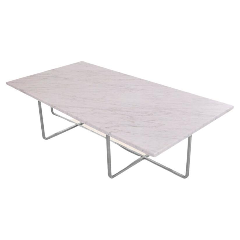 White Carrara Marble and Steel Large Ninety Table by OxDenmarq