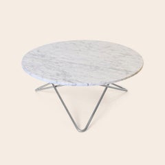 White Carrara Marble and Steel Large O Table by OxDenmarq