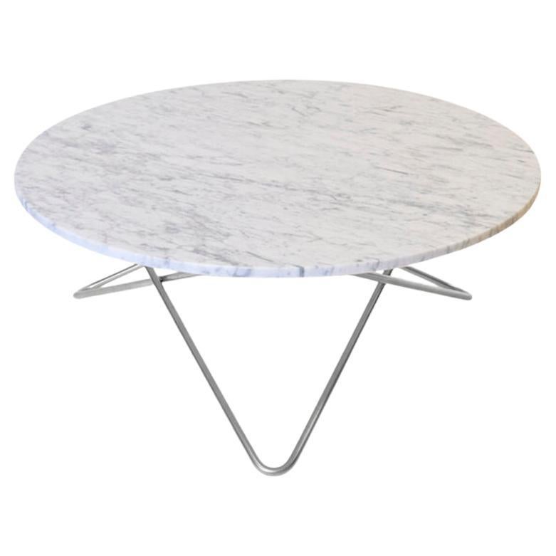 Grande table O en marbre de Carrare blanc et acier d'OxDenmarq