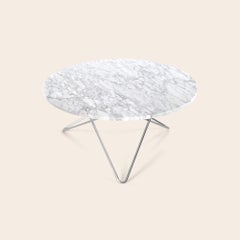 Mesa "O" de mármol blanco de Carrara y acero by OxDenmarq