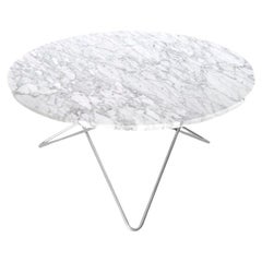 White Carrara Marble and Steel "O" Table by OxDenmarq