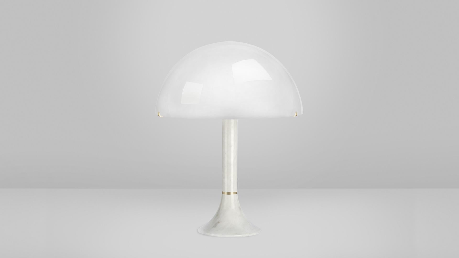 White Carrara Marble Bloomsbury Table Lamp by CTO Lighting
Materials: polished white carrara marble with satin brass and opal glass shade
Dimensions: 38.5 x H 49 cm

All our lamps can be wired according to each country. If sold to the USA it will be