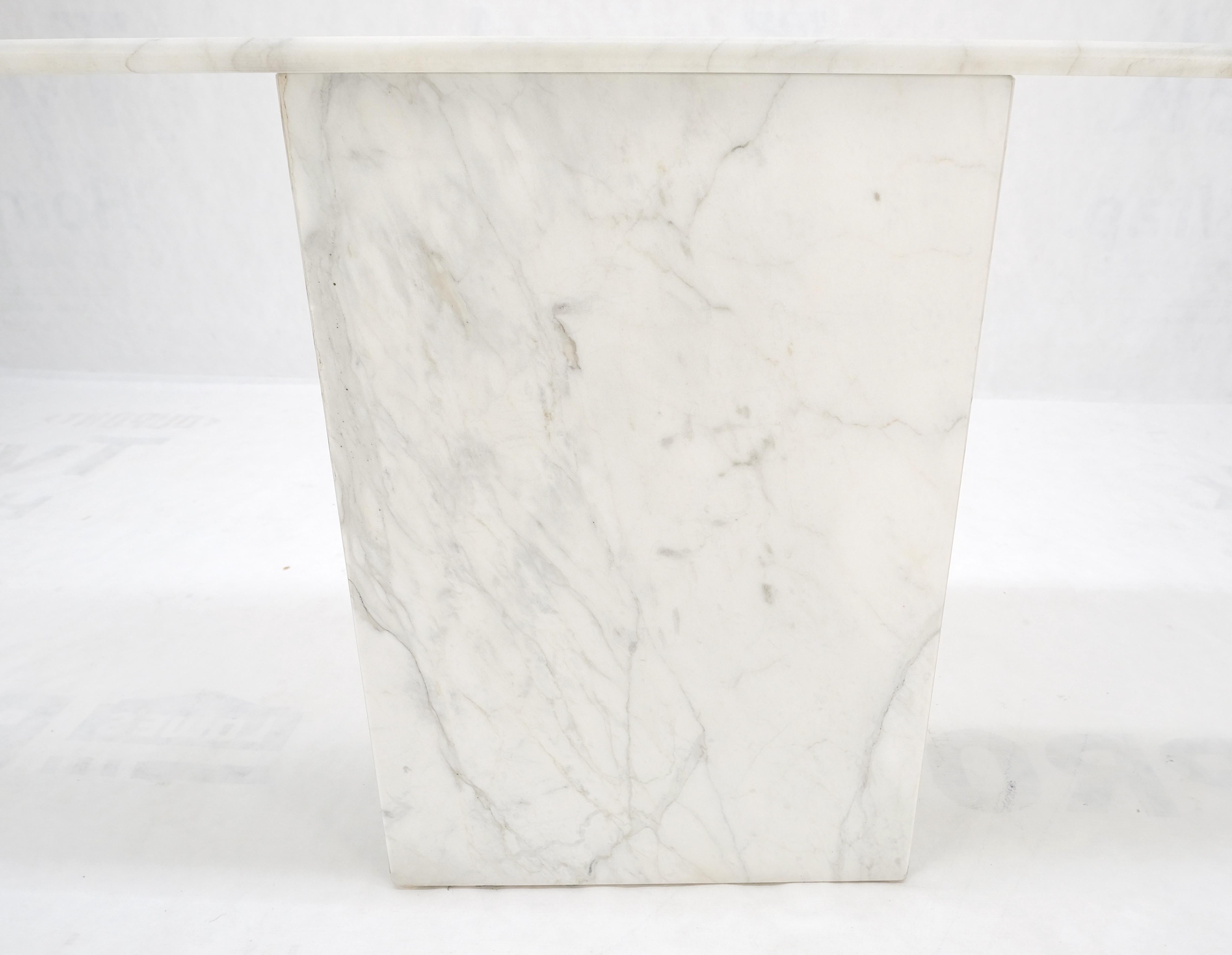 White Carrara Marble Boat Shape Top Pedestal Base Console Table Italian Modern For Sale 6