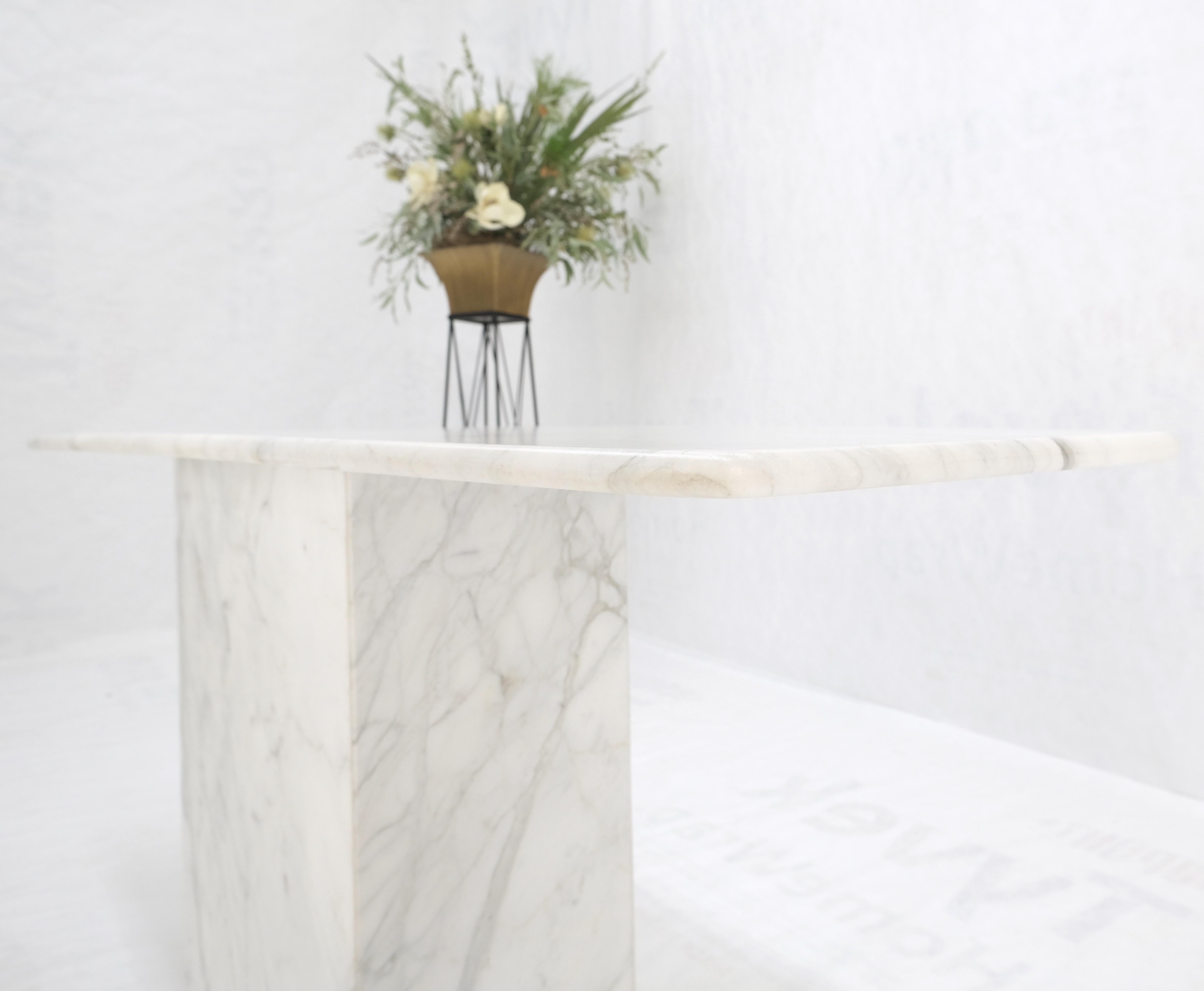 White Carrara Marble Boat Shape Top Pedestal Base Console Table Italian Modern For Sale 7
