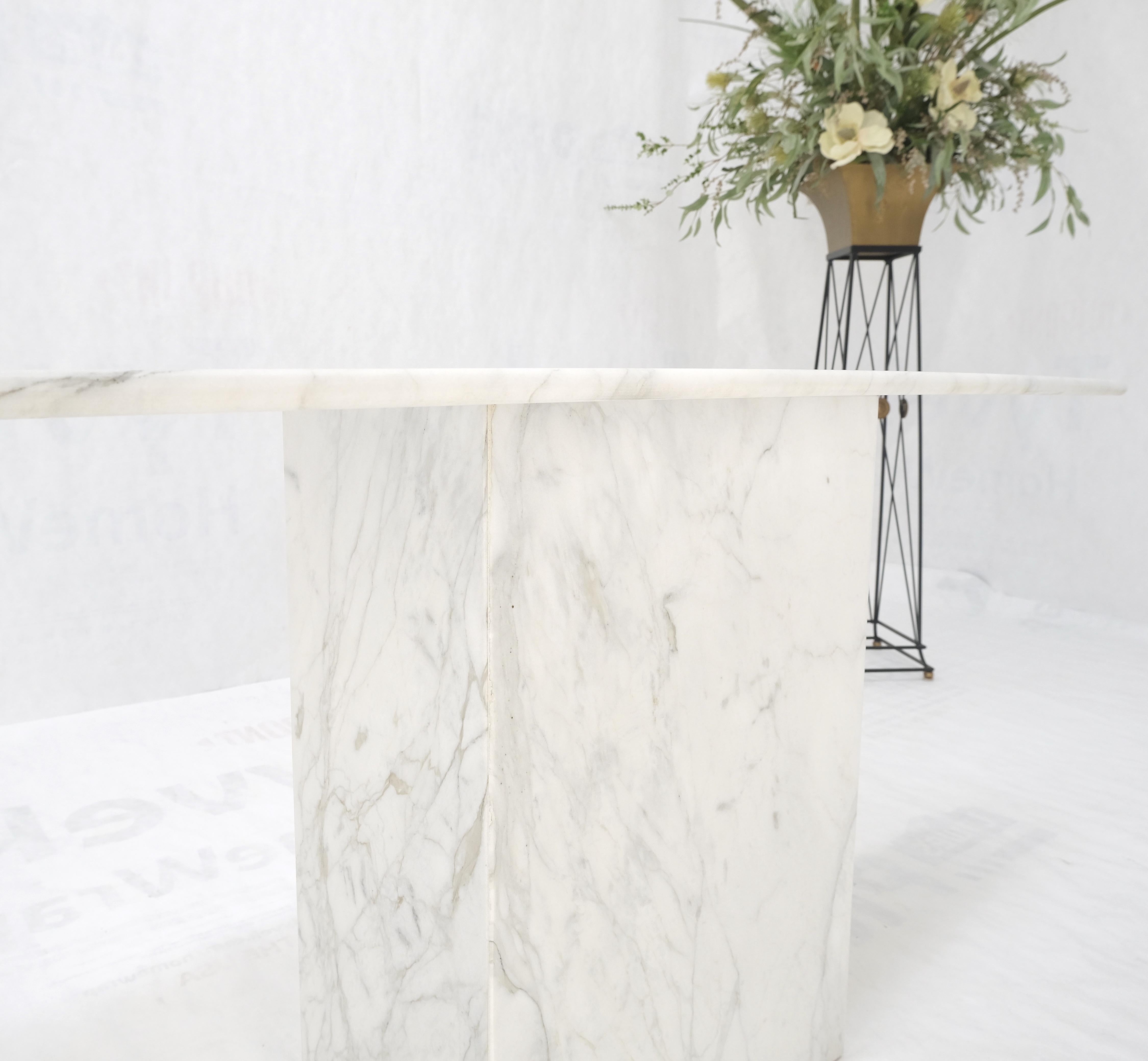 White Carrara Marble Boat Shape Top Pedestal Base Console Table Italian Modern For Sale 4