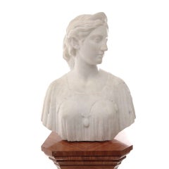 Buste de femme en marbre blanc de Carrare 1860 - Attribué à Hiram Powers