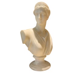 White Carrara Marble Bust of Classic Roman Woman