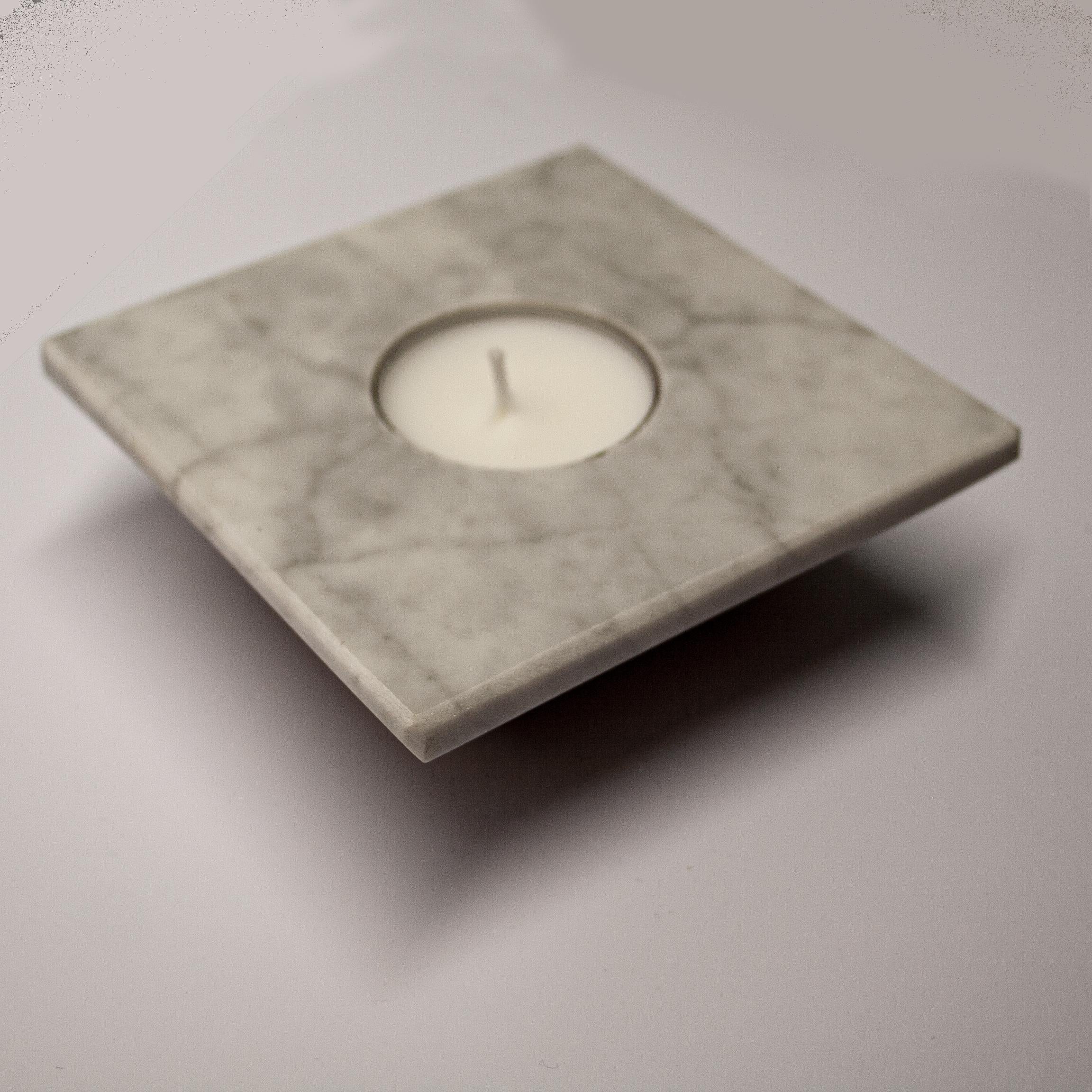 Modern White Carrara Marble Candle Holder Contemporary Design Mother’s Day Gift Spain For Sale